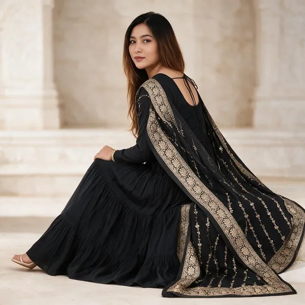 Black_Pure_Roman_Silk_Anarkali_For_Women