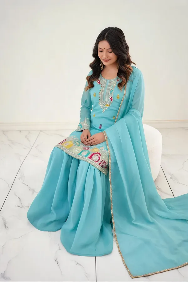 Turquoise_Silk_Sharara_Set_For_Women