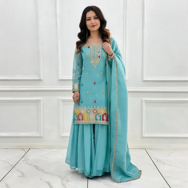 Turquoise_Silk_Sharara_Set_For_Women