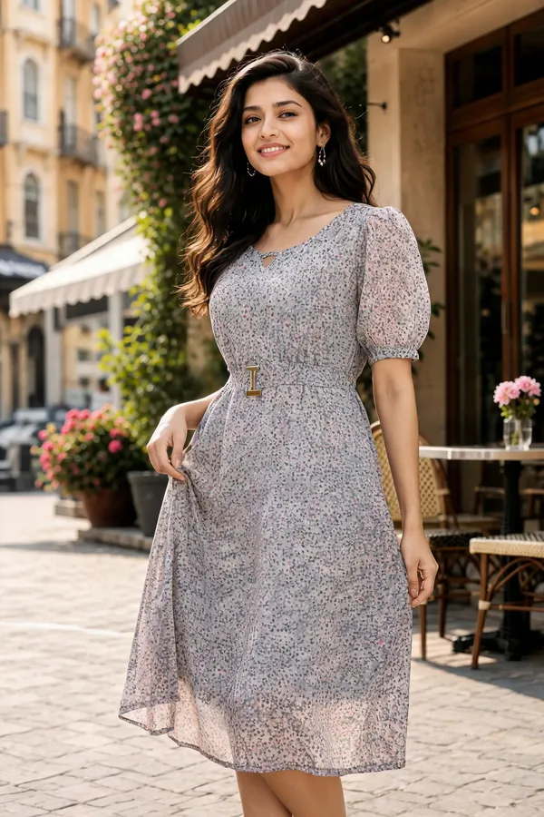 Grey_Georgette_One_Piece_For_Women