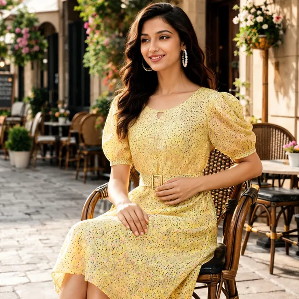 Yellow_Georgette_One_Piece_For_Women