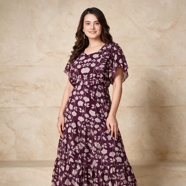Maroon_Georgette_Floral_Fit_And_Flare_Dress_For_Women