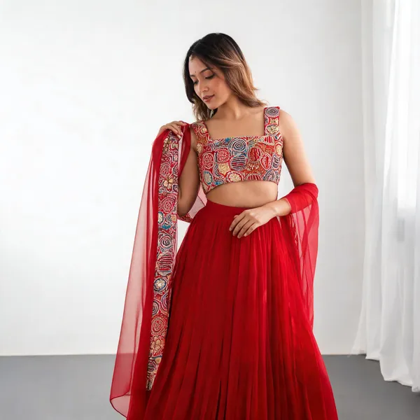Red_Georgette_Lehenga_Set_For_Women