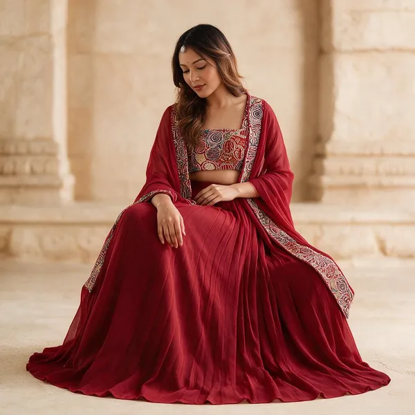 Red_Georgette_Lehenga_Set_For_Women