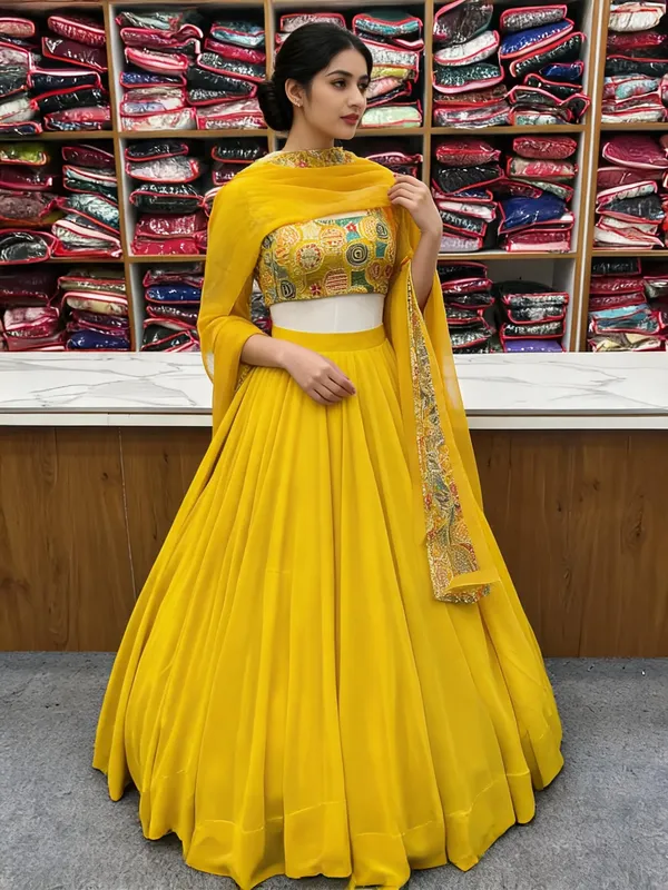 Yellow_Georgette_Lehenga_Set_For_Women