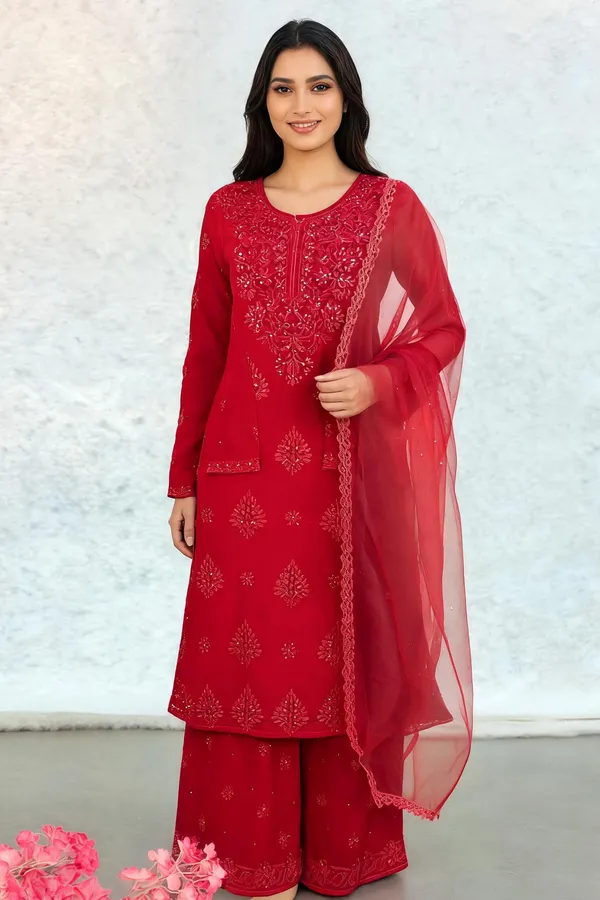 Red_Georgette_3_Pcs_Palazzo_Pair_For_Women