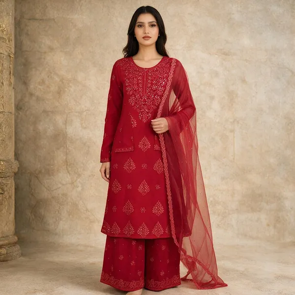 Red_Georgette_3_Pcs_Palazzo_Pair_For_Women