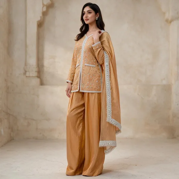Peach_Cotton_3_Pcs_Palazzo_Pair_For_Women