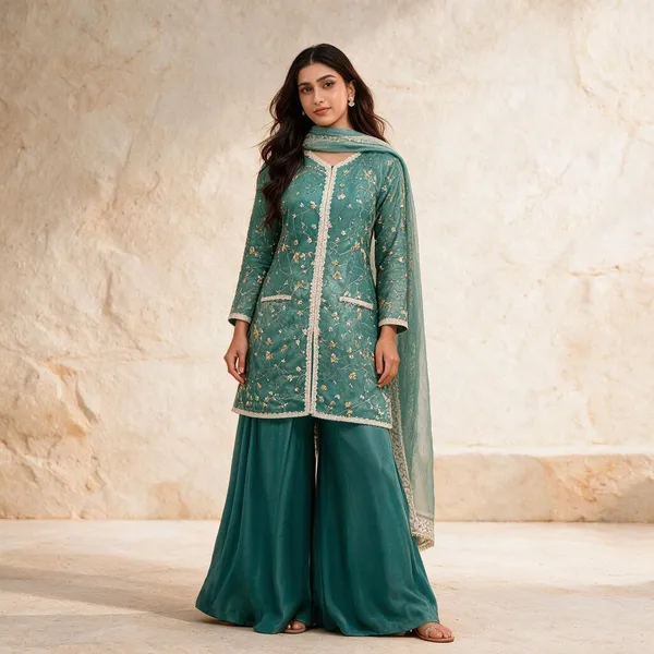 Teal_Cotton_3_Pcs_Palazzo_Pair_For_Women