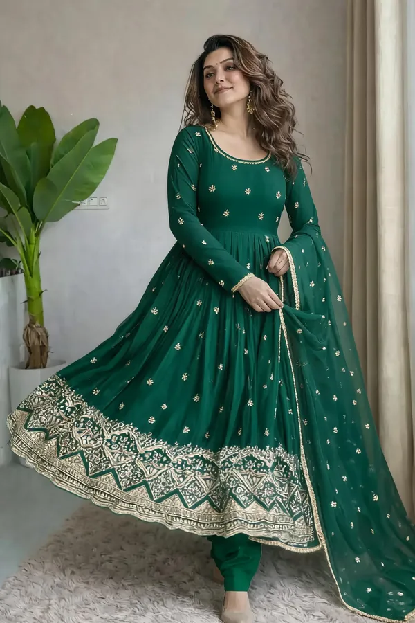 Green_Cotton_Gown_For_Women