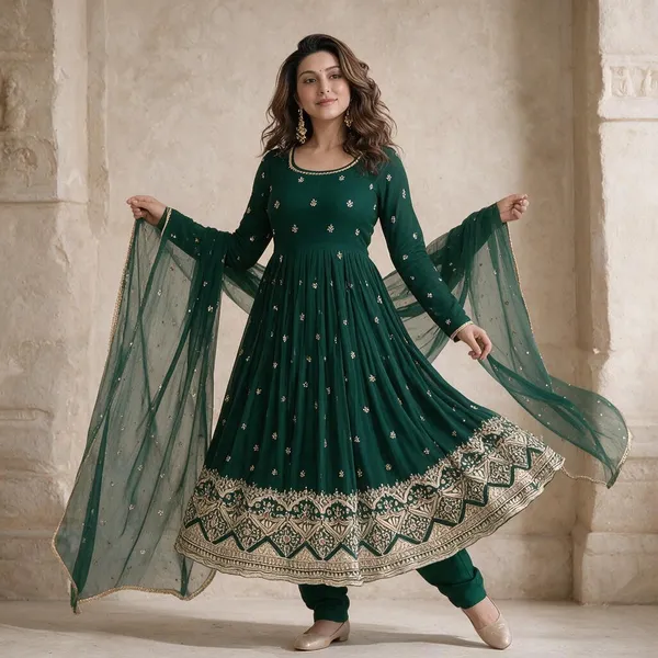 Green_Cotton_Gown_For_Women