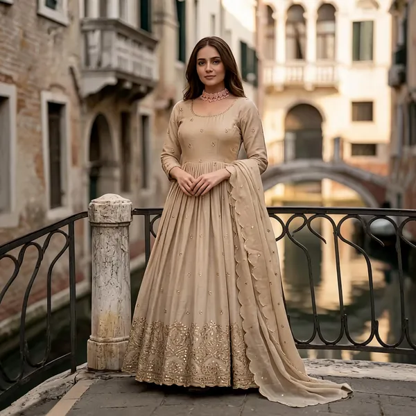 Beige_Cotton_Gown_For_Women
