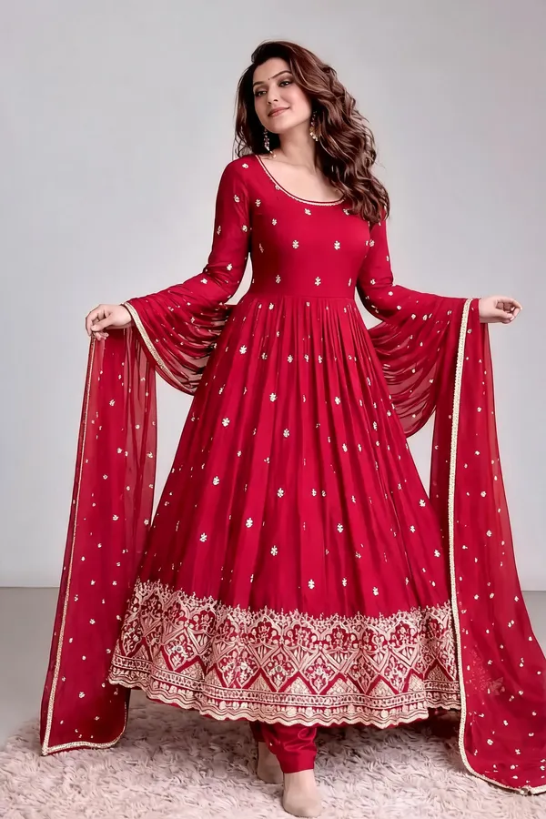 Maroon_Cotton_Gown_For_Women