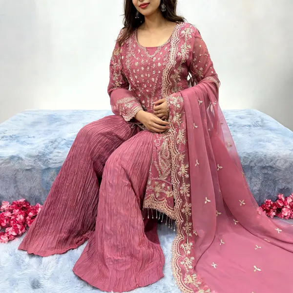 Pink_Georgette_Dress_With_Dupatta_For_Women