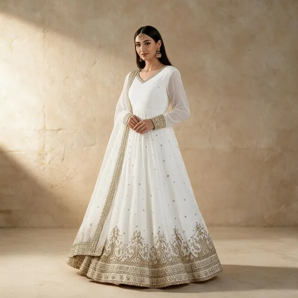 White_Georgette_Gown_For_Women