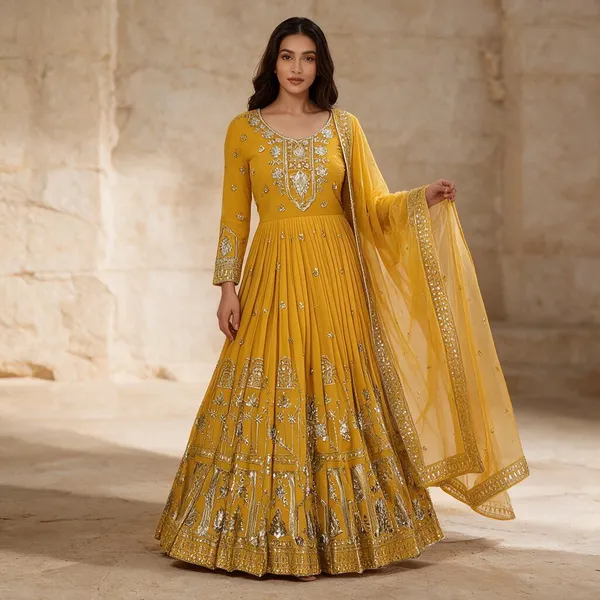 Yellow_Georgette_Gown_For_Women