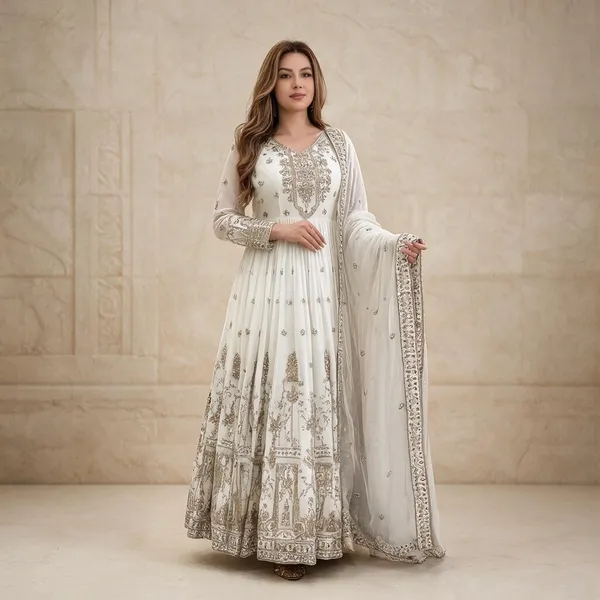 White_Georgette_Gown_For_Women