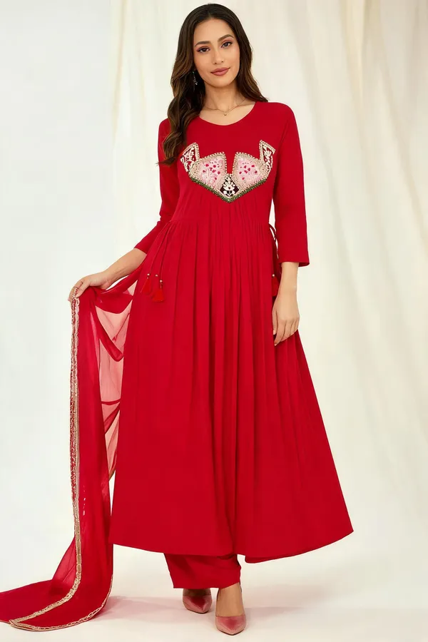 Red_Cotton_Gown_For_Women