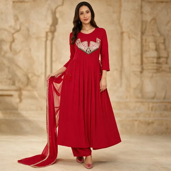 Red_Cotton_Gown_For_Women