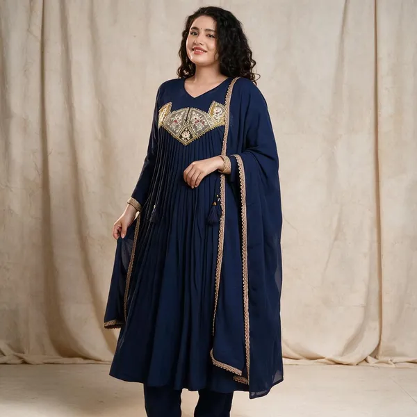 Navy_Blue_Cotton_Gown_For_Women