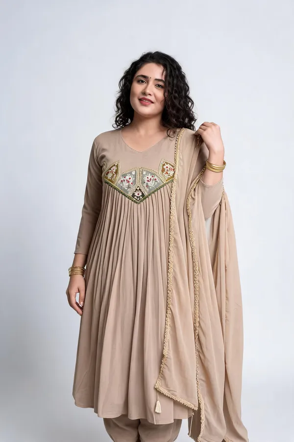 Beige_Cotton_Gown_For_Women