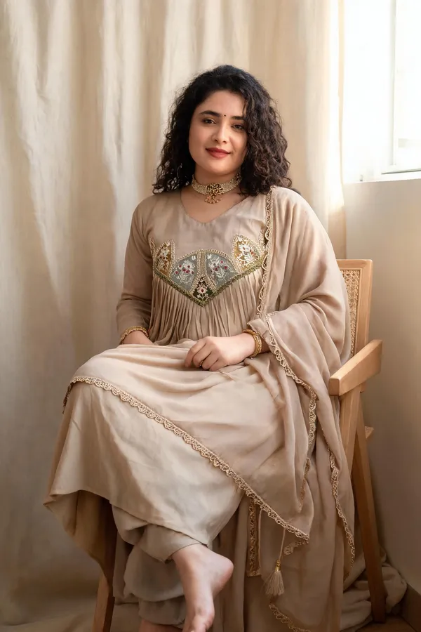 Beige_Cotton_Gown_For_Women