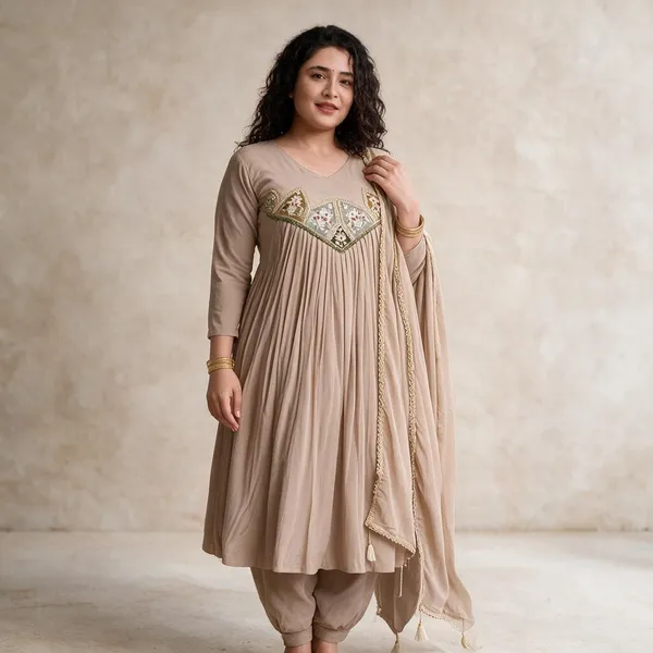 Beige_Cotton_Gown_For_Women