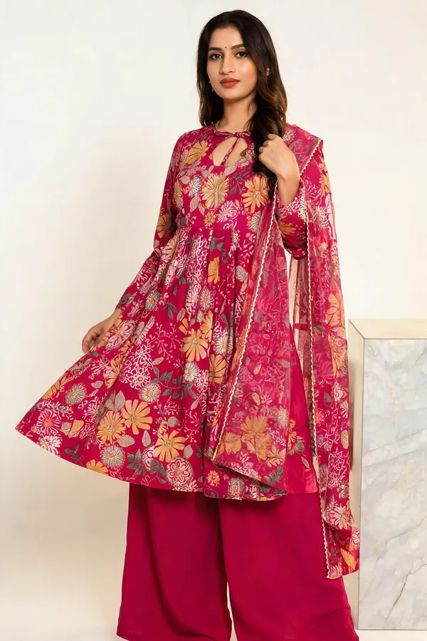 Pink_Pure_Roman_Silk_Kediya_Kurti_For_Women