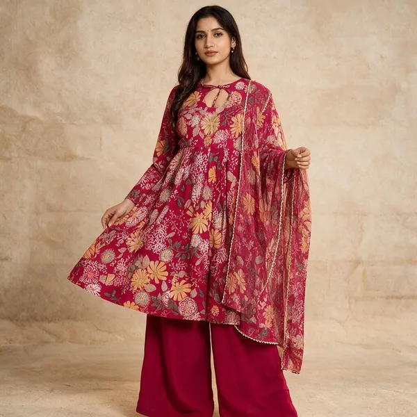 Pink_Pure_Roman_Silk_Kediya_Kurti_For_Women