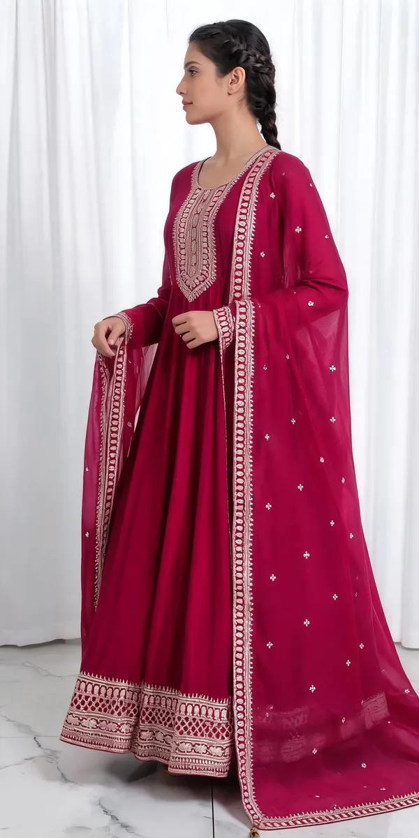 Magenta_Silk_Kediya_Kurti_For_Women