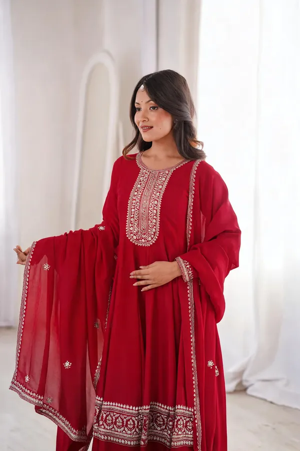 Red_Silk_Kediya_Kurti_For_Women