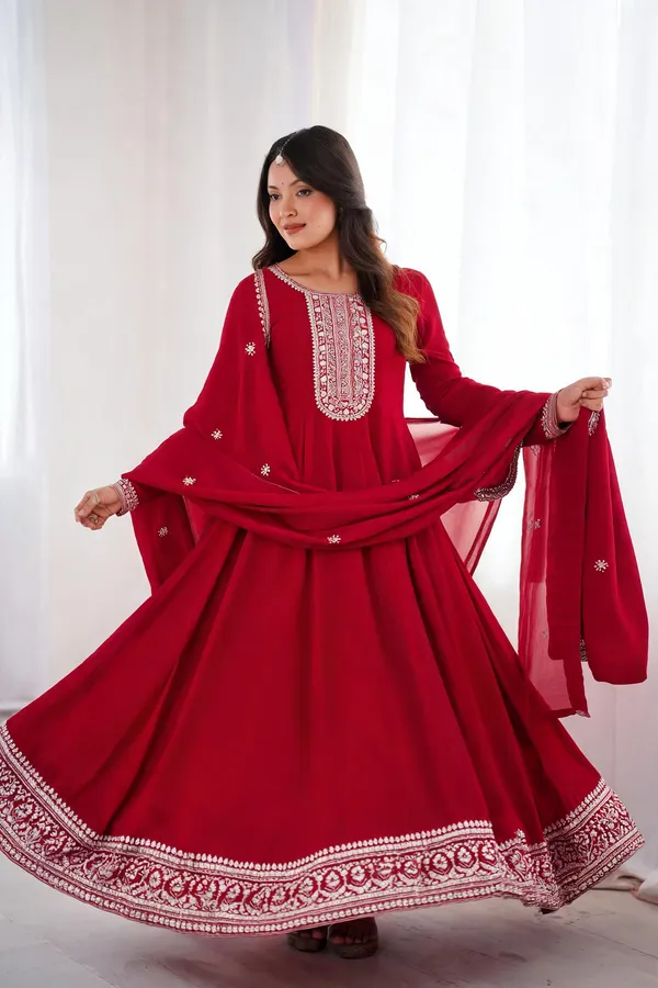 Red_Silk_Kediya_Kurti_For_Women