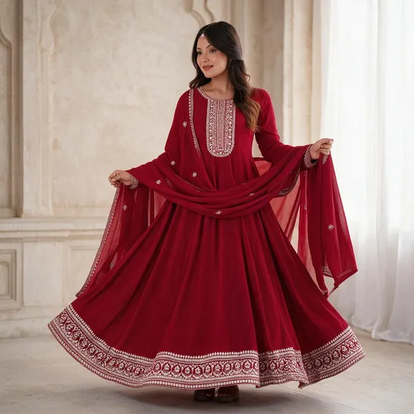 Red_Silk_Kediya_Kurti_For_Women