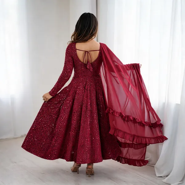 Maroon_Georgette_Anarkali_For_Women