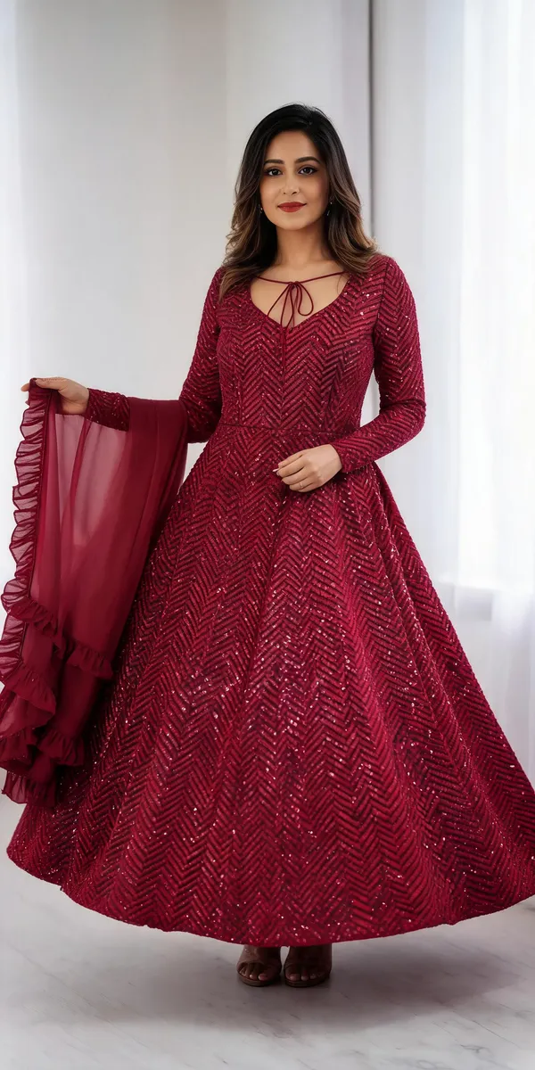 Maroon_Georgette_Anarkali_For_Women
