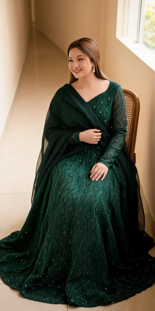 Green_Georgette_Anarkali_For_Women