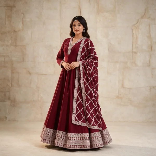 Maroon_Silk_Anarkali_For_Women
