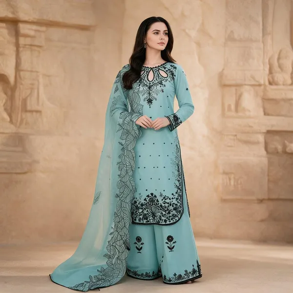 Aqua_Cotton_3_Pcs_Palazzo_Pair_For_Women