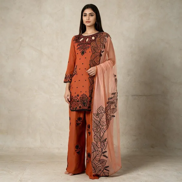 Orange_Cotton_3_Pcs_Palazzo_Pair_For_Women