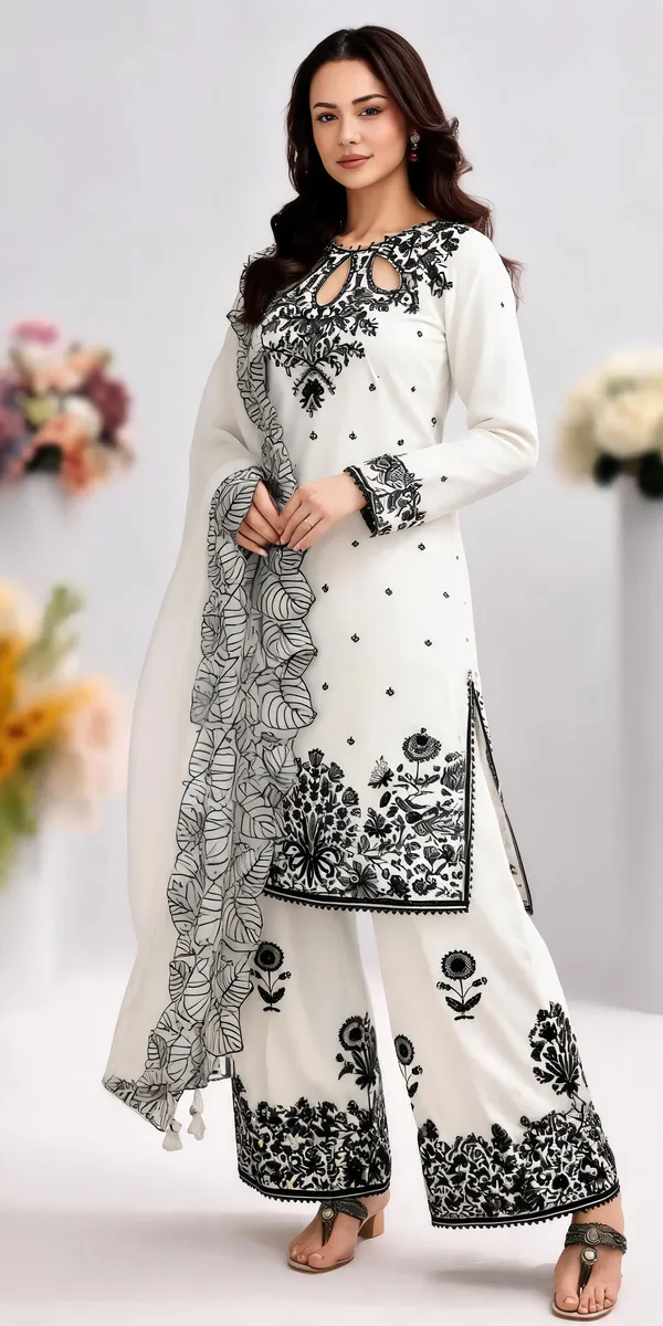 White_Cotton_3_Pcs_Palazzo_Pair_For_Women