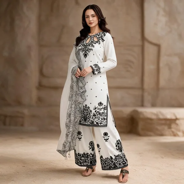 White_Cotton_3_Pcs_Palazzo_Pair_For_Women