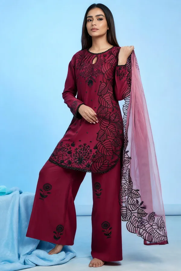 Wine_Cotton_3_Pcs_Palazzo_Pair_For_Women