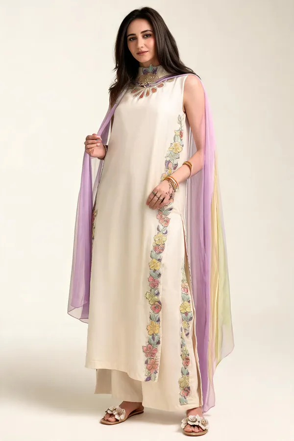 Cream_Georgette_3_Pcs_Palazzo_Pair_For_Women