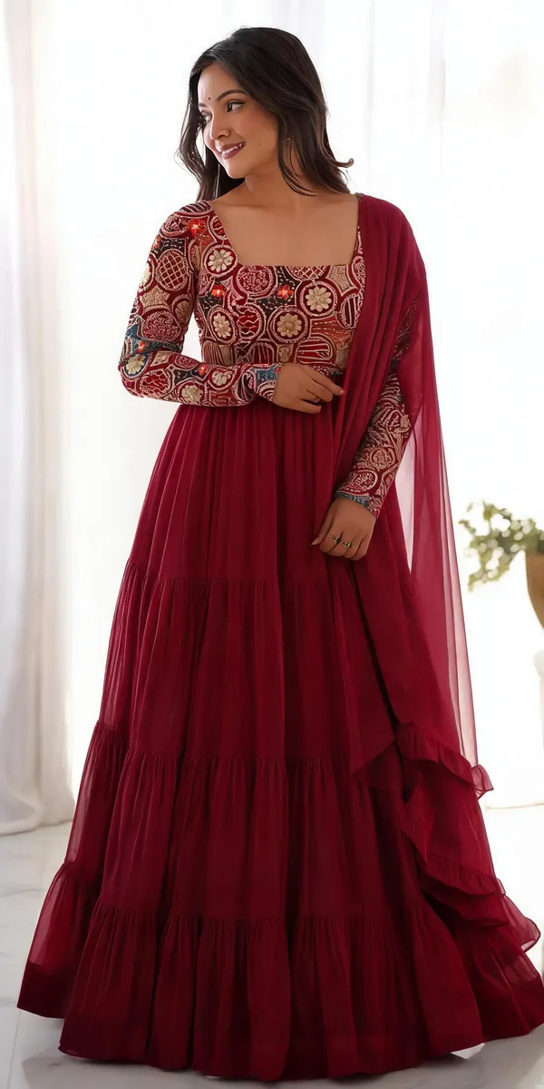 Maroon_Georgette_Anarkali_For_Women
