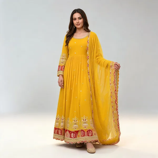 Yellow_Georgette_Gown_For_Women