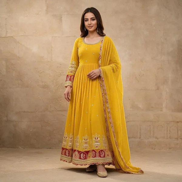 Yellow_Georgette_Gown_For_Women