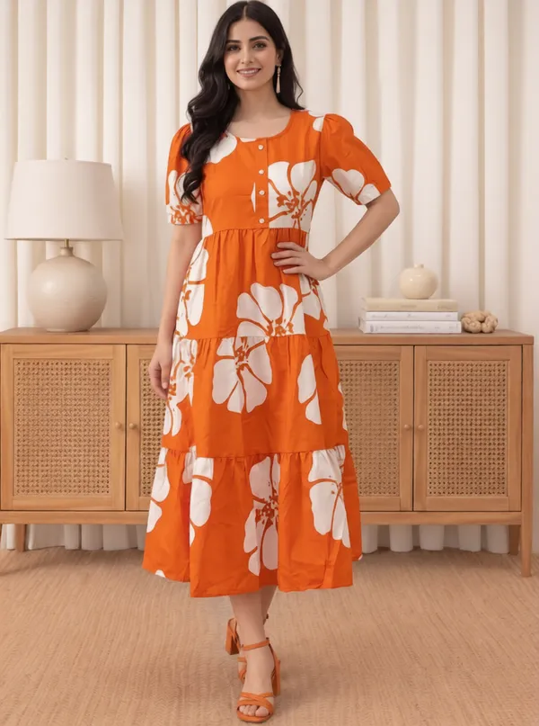 Orange_Floral_Print_Fit_And_Flare_Dress_for_Women
