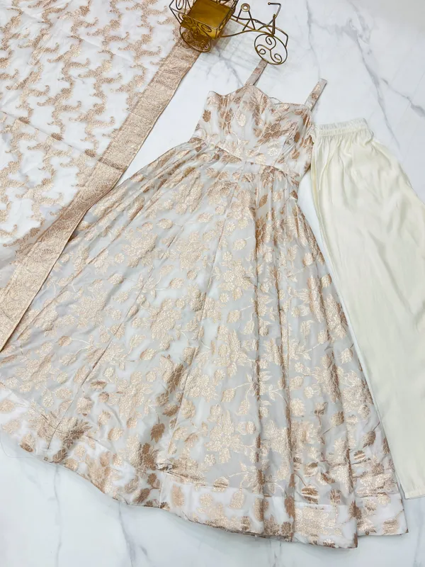 Cream_Floral_Anarkali_Dress_With_Dupatta_for_Women