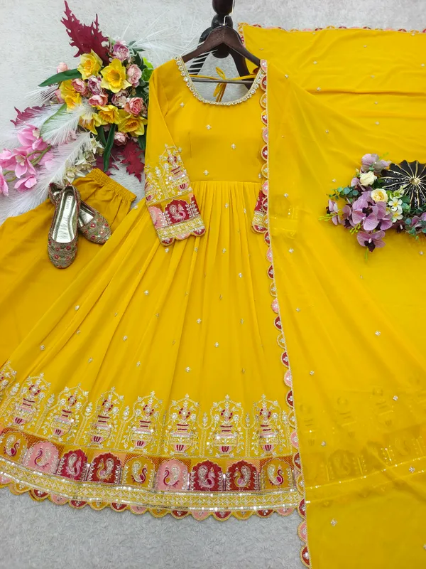 Yellow_Embroidered_Anarkali_Suit_Set_For_Women