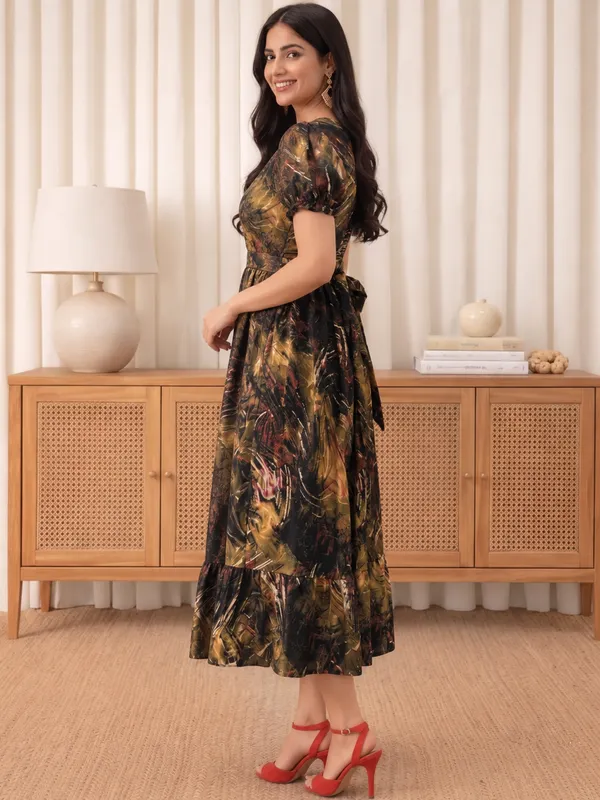 Black_Printed_Fit_And_Flare_Dress_For_Women